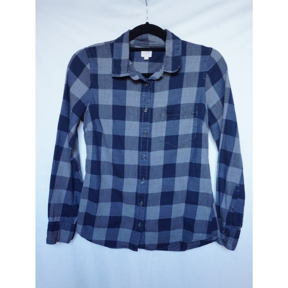 J. Crew Tops - J.Crew The Perfect Shirt Women's Checkered Collar Button down  Blue XS
